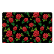 Embroidery Red Rose Floral Print Door Mat
