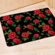 Embroidery Red Rose Floral Print Door Mat