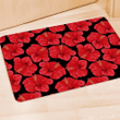 Red Hibiscus Flower Hawaiian Print Door Mat