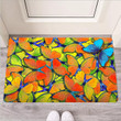 Orange And Blue Butterfly Print Door Mat