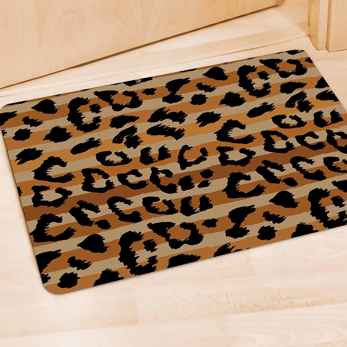 Striped Leopard Door Mat