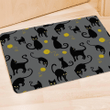 Black Cat Knit Print Door Mat