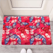Red and Blue Butterfly Print Door Mat