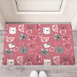 Pink Cat Face Print Door Mat