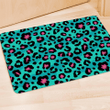 Leopard Teal Print Door Mat