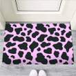 Black And Pink Cow Print Door Mat