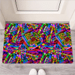 Psychedelic Geometric Multicolor Door Mat