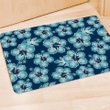 Blue Hibiscus Hawaiian Print Door Mat