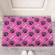 Striped Pink Paw Door Mat