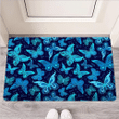 Blue Butterfly Print Door Mat