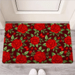 Red Rose Flower Door Mat