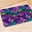 Neon Purple Tropical Palm Tree Butterfly Print Door Mat