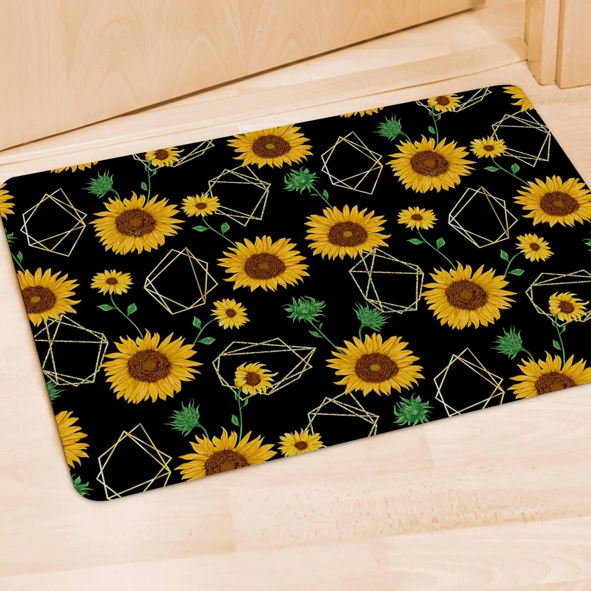 Polygonal Sunflower Door Mat