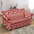 Red Theme Dachshund Nordic Pattern Sofa Cover Adorable Design