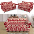 Red Theme Dachshund Nordic Pattern Sofa Cover Adorable Design