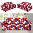 Sofa Cover Boomerang Pattern In Blue Violet And Red