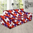 Sofa Cover Boomerang Pattern In Blue Violet And Red