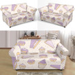 Lovely Cakes Pies Tarts Muffins And Eclairs Purple Blueberry Topping Pattern Sofa Cover