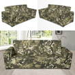 Unique Green Camo Camouflage Flower Design Sofa Cover