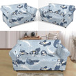 Blue Background Mermaid Dolphin Pattern Sofa Cover