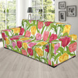 Field Of Pink Red Yellow Tulip Design Sofa Cover