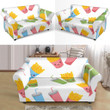 White Theme Colorful French Fries Pattern Sofa Cover