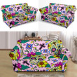 Pink Theme Colorful Suger Skull Pattern Sofa Cover