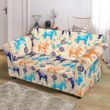Blue And Gold Horse Pattern Sofa Cover Adorable Design