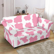 White And Pink Cow Skin Pattern Sofa Cover