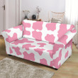 White And Pink Cow Skin Pattern Sofa Cover