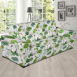 Green And White Lotus Waterlily Design Sofa Cover