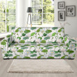 Green And White Lotus Waterlily Design Sofa Cover