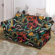 Black Theme Colorful Snake Plant Pattern Sofa Cover