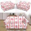 Beautiful Heliconia Pink And White Pattern Sofa Cover