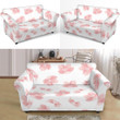 White Sofa Cover Pink Sakura Cherry Blossom Pattern
