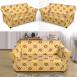 Cute American Football Ball Pattern Yellow Background Sofa Cover