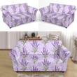 Purple Background Lavender Pattern Cute Style Sofa Cover