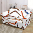 White Theme Boomerang Australian Aboriginal Ornament Pattern Sofa Cover