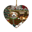 Red Green Theme Heart Ornament Night Beagle Dog