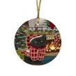 Red Pattern The Stocking Was Hung Black Cat Round Flat Ornament