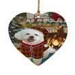 Cute Bichon Frise Dog Heart Ornament