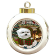 Green And Red Pattern Gift Maltese Dog Round Ball Ornament
