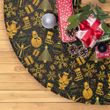 Black Theme Golden Christmas Pattern Bokeh Christmas Tree Skirt