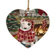 Red Pattern The Stocking Was Hung Bull Terrier Dog Heart Ornament