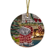 Cute Red Pattern The Stocking Was Hung Weimaraner Dog Round Flat Ornament