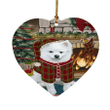 White American Eskimo Dog Heart Ornament
