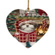Red Pattern The Stocking Was Hung Malti Tzu Dog Heart Ornament