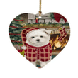 Pretty Maltese Dog Red Heart Ornament The Stocking Was Hung
