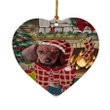 Pretty Design The Stocking Was Hung Dachshund Dog Heart Ornament Red Pattern