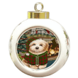 Green And Red Pattern Gift Havanese Dog Round Ball Ornament